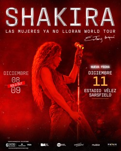 Shakira suma su tercer show en Vélez para diciembre